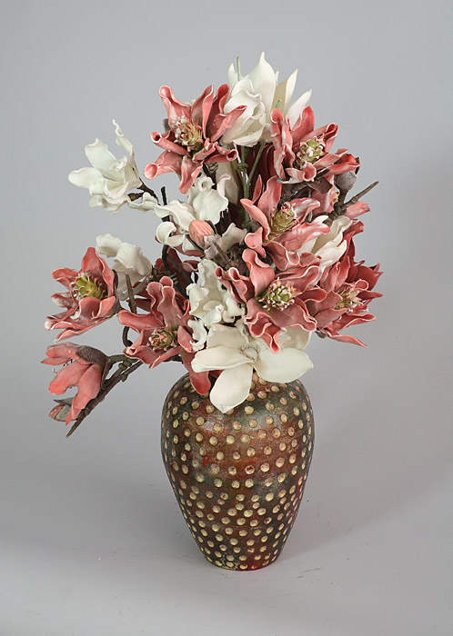 Aranžmá - umělé květy, váza