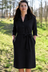 Women's linen shirt dress with sleeve and belt