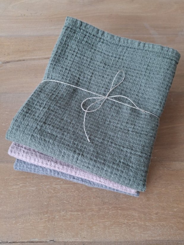 Kuchyňská vaflová utěrka - 3 ks - 72% len, 28% bavlna