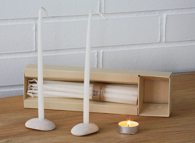 Candles - set with stone candle holders  - 12 piece