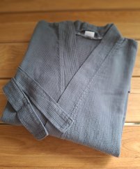 Bavlněný župan unisex - vazba vafle - šedý
