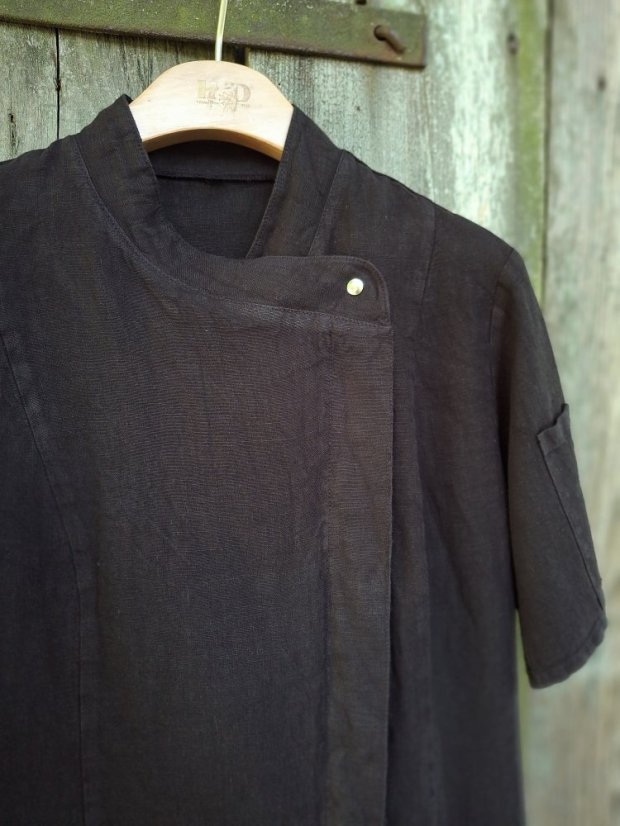 Dámský lněný kuchařský rondon - černý - Velikost: XL