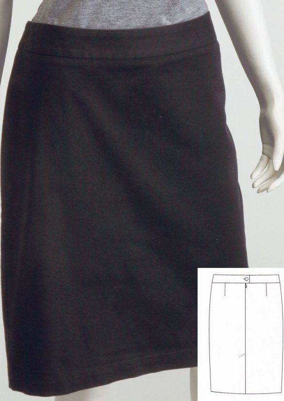 Ladies classic skirt, slit at the back side - 100% cotton - Size: 48