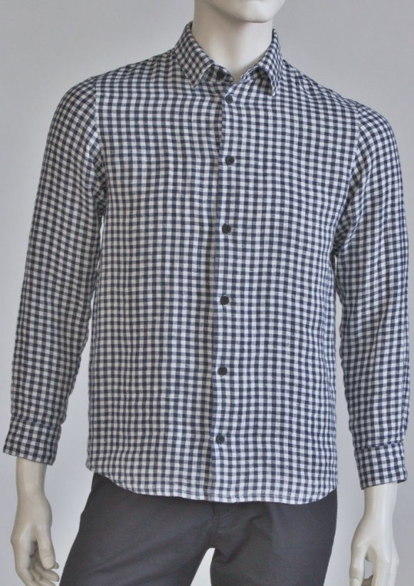Men&#039;s shirt, button fastening, long sleeve with cuff - 100% linen