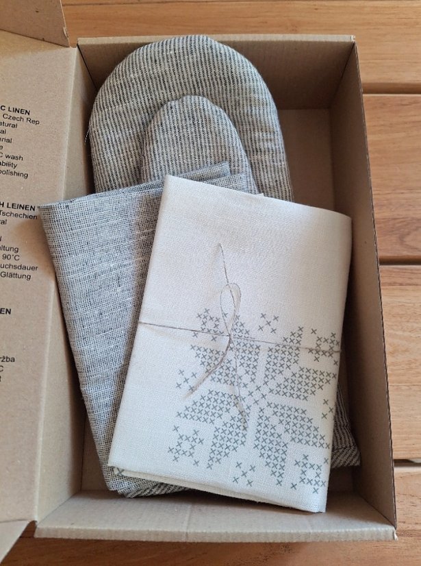 Dárkový balíček - lněné utěrky a lněná kuchyňská rukavice