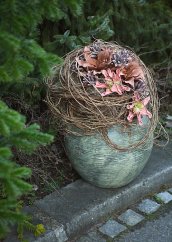 Arrangements - artificial flowers, vase, natural material