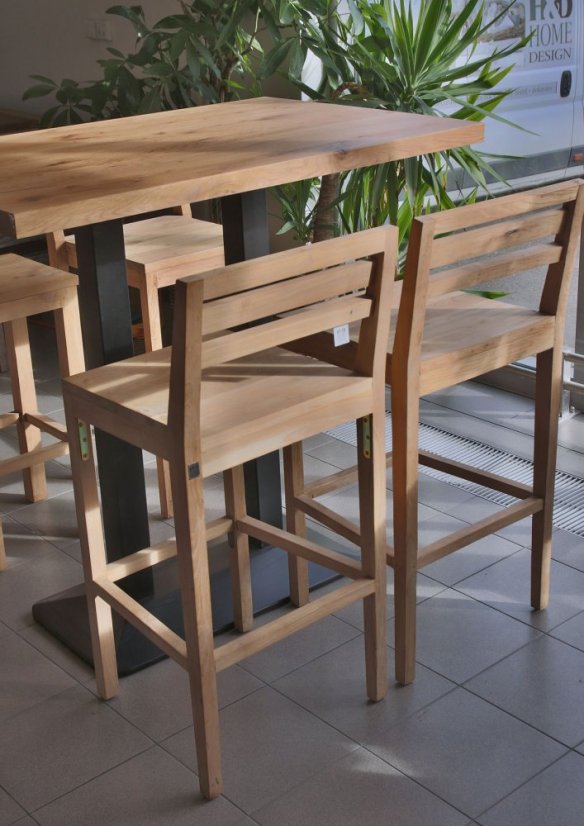Flexi bar table, oak, central metal leg