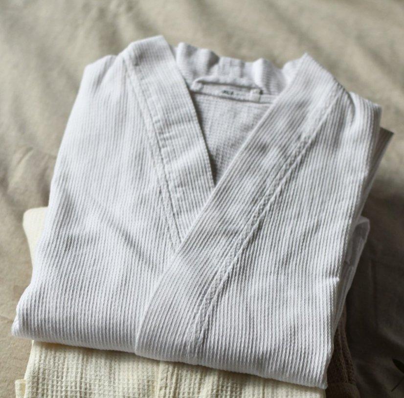 Bavlněný župan unisex - vazba vafle - bílý - Velikost: M