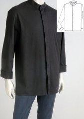 Chef coat jacket, long sleeves, hidden closure - 96% cotton, 4% elastane