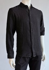 Men&#039;s shirt, long sleeves with turn back cuff - 100% linen