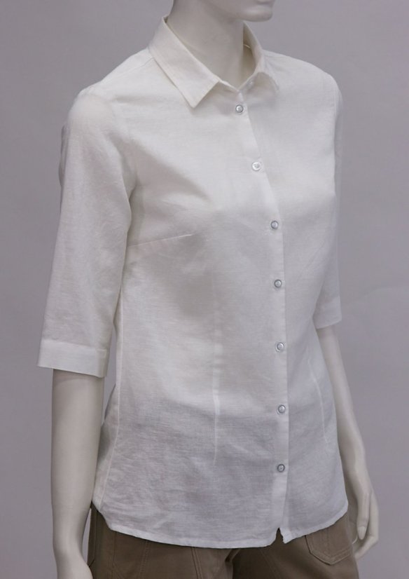 Damenhemd, 3/4 ärmel - 100% leinen - Größe: 46