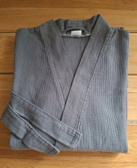 Bavlněný župan unisex - vazba vafle - šedý