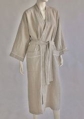 Bademantel aus Leinen unisex - natur beige