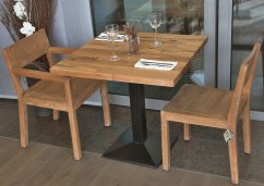 Stůl masiv dub rustikal s kovovou podnoží 80 x 80 cm