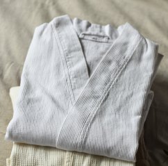 Bavlněný župan unisex - vazba vafle - bílý