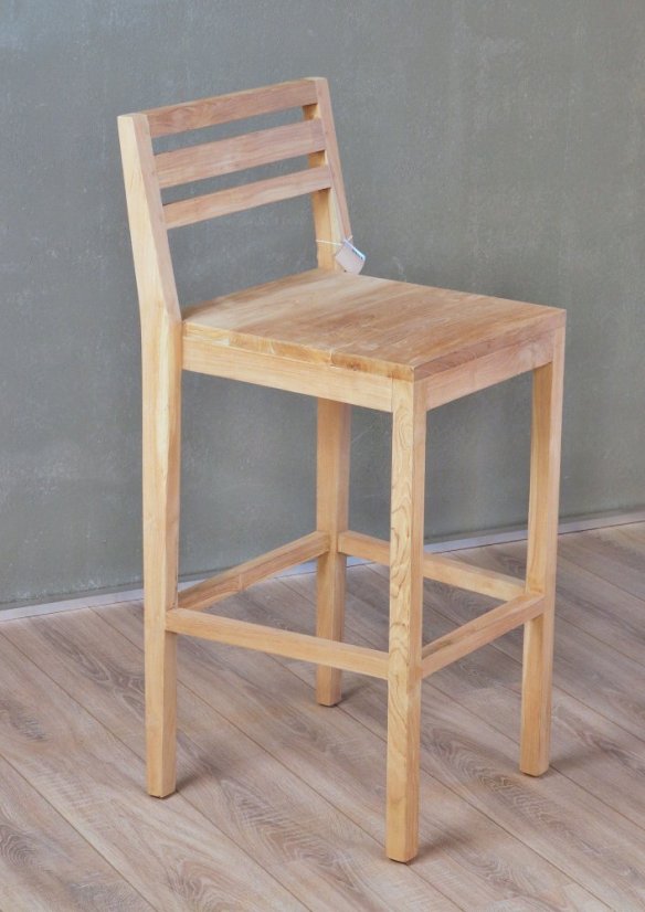 Barhocker - massiv - teak, geschliffene oberfläche