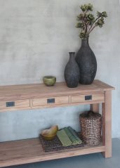 Beistelltisch - massiv - teak, geschabte oberfläche