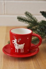 cup and saucer with reindeer - ceramics