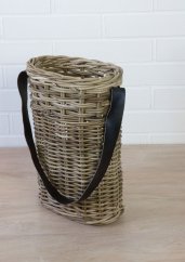 Basket - oval - rattan - leather ear