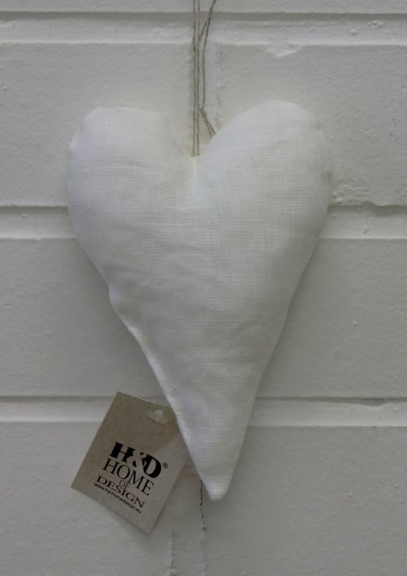 Dekorace závěsná - srdíčko - 100% len