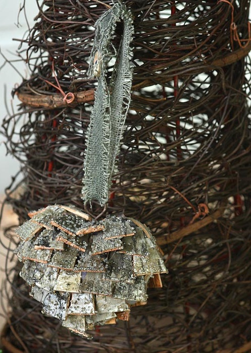 Hanging decoration - heart 7 cm - bark