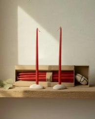 Candles - set with stone candle holders  - 12 piece