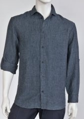 Mens shirt, long sleeves with turn back cuff - 100% linen