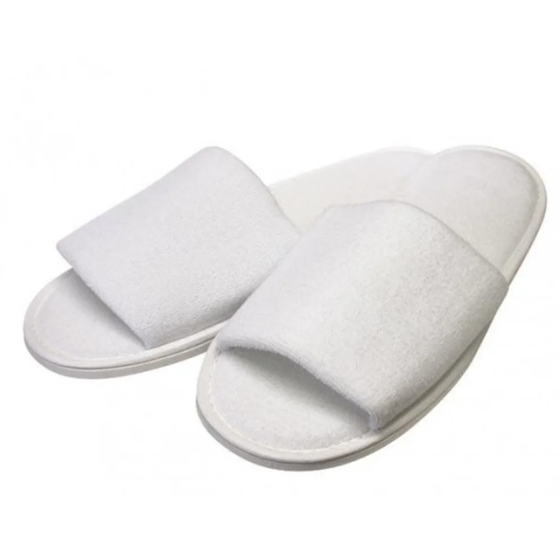 Hotel terry slippers – white, universal size 40–44