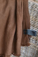Blanket with leather strap - 100% linen