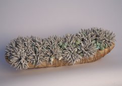 Aranžmá - umělé květy, teakové dřevo