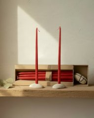 Candles - set with stone candle holders  - 12 piece