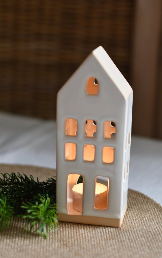 Ceramic house - candle lantern