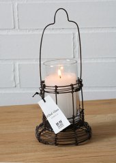 Candleholder wire + candle in glass