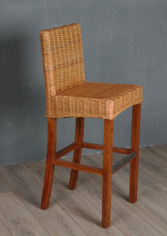 Bar stool with aluminum footrest - rattan rc 7mm - honey