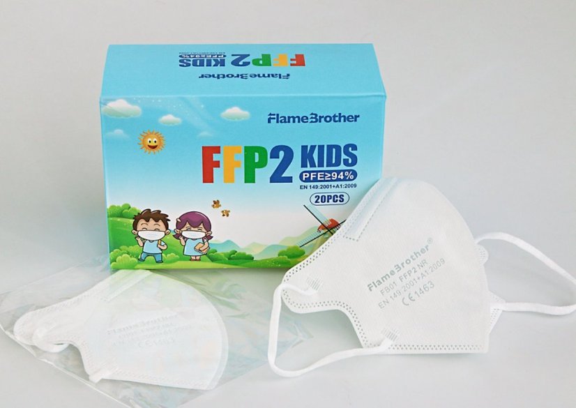 Dětské respirátory FFP2, 20 ks, cena za kus 9,6 Kč