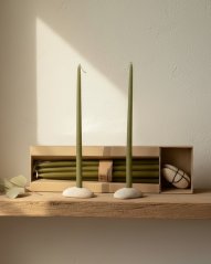 Candles - set with stone candle holders  - 12 piece