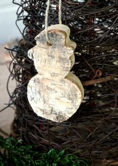 Hanging decoration - snowman - birch