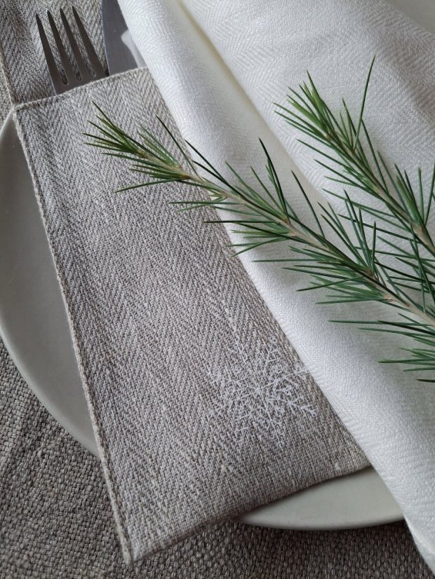 Cutlery pocket - 100% linen