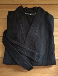 Bademantel unisex schwarz - 100% Baumwolle - waffle