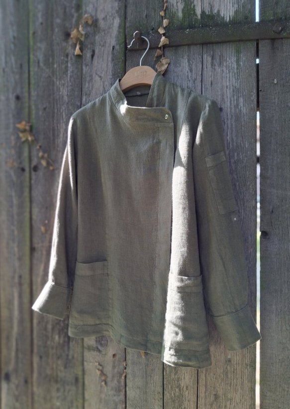 Chef coat jacket - for ladies -  100% linen - Size: L