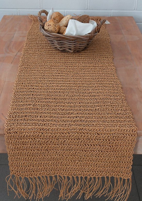 Pletený běhoun z přírodní celulózy – ručně vyráběný  - tmavě béžový