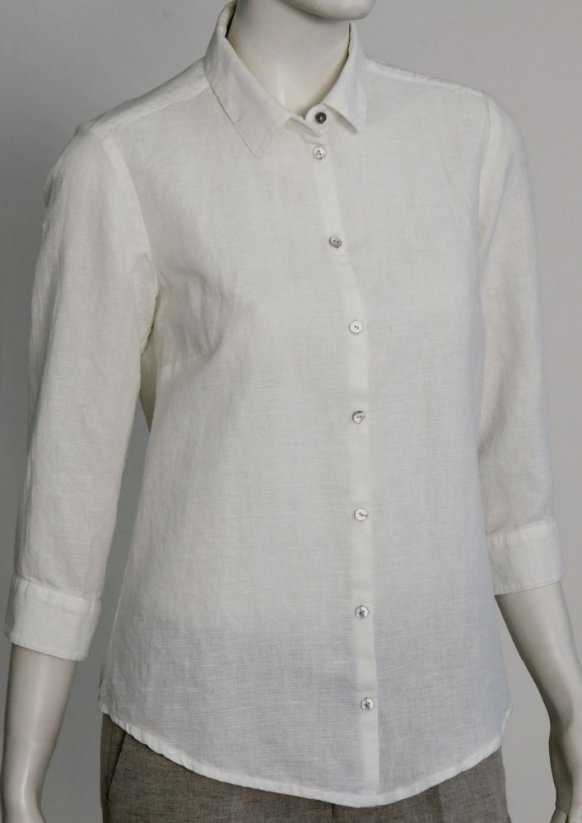 Dámská košile s nařaseným zadním dílem - 3/4 rukáv - 53% len, 47% bavlna - Velikost: 42