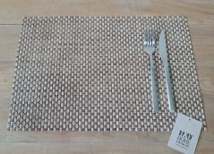 Plastové pletené prostírání – omyvatelné, 70 % PVC + 30 % polyester - tmavě béžové
