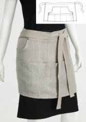 Short apron with pockets - 100% linen
