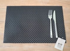 Plastové pletené prostírání – omyvatelné, 70 % PVC + 30 % polyester - černé