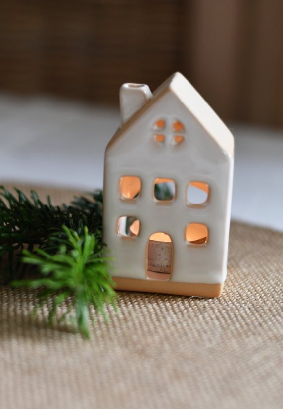 Ceramic house - candle lantern